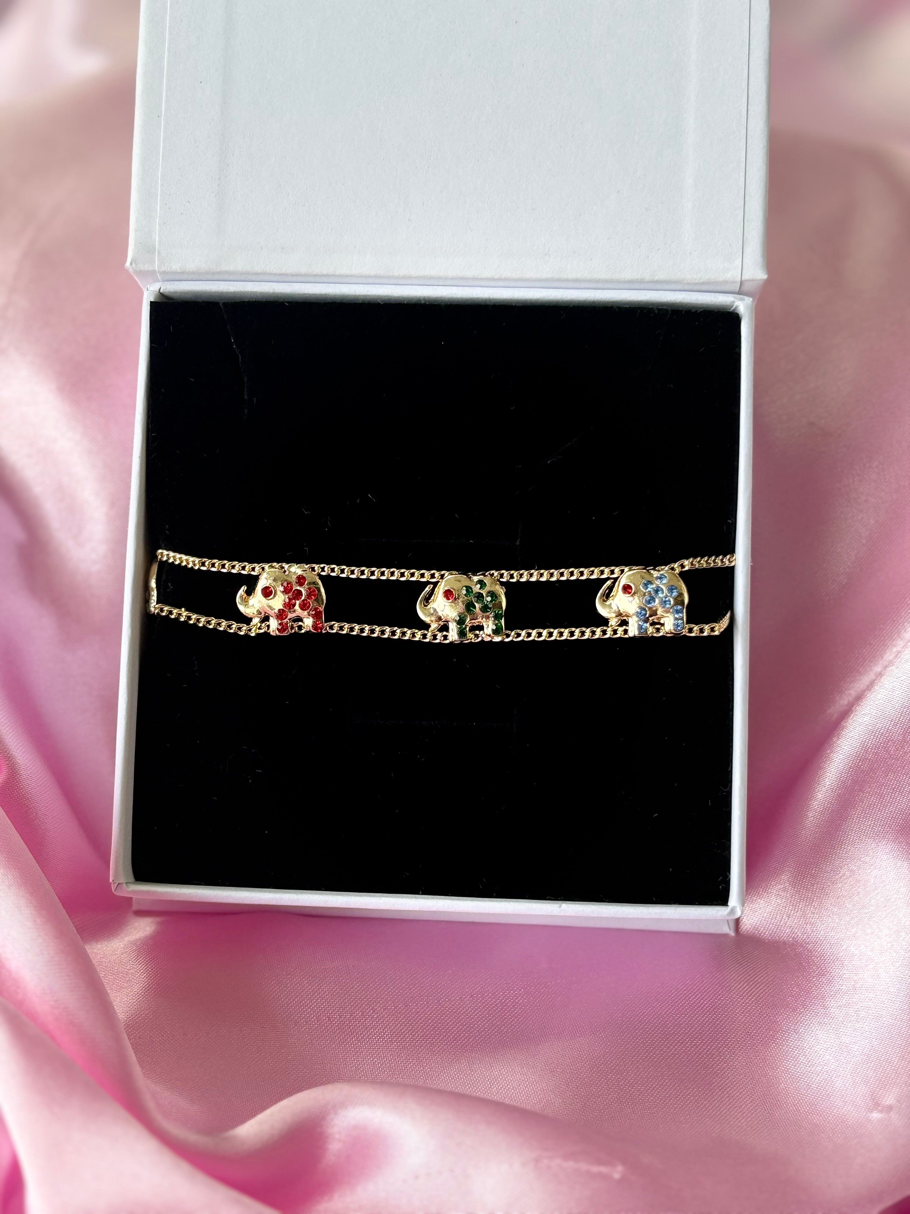 Golden Elephant Charm Bracelet