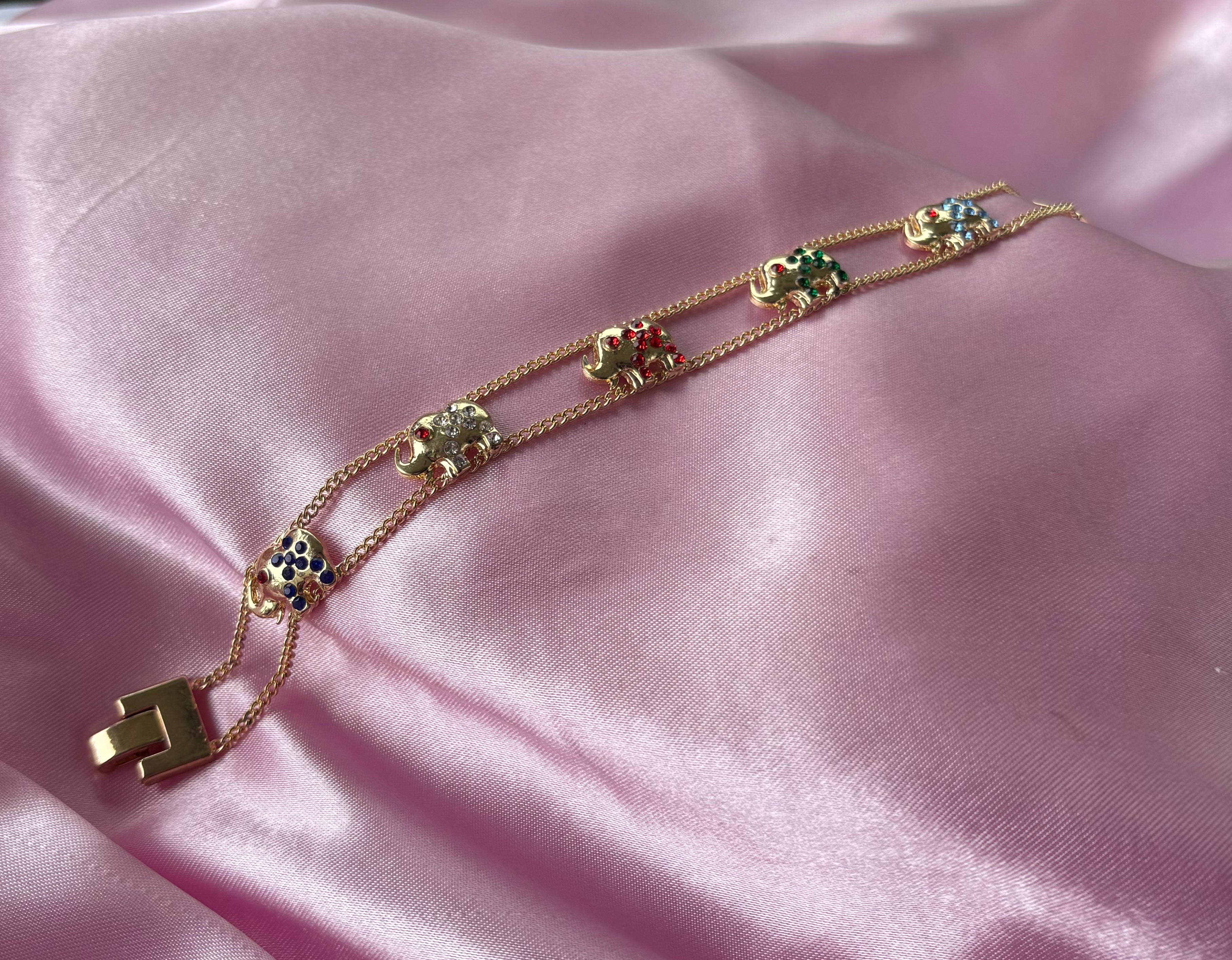 Golden Elephant Charm Bracelet