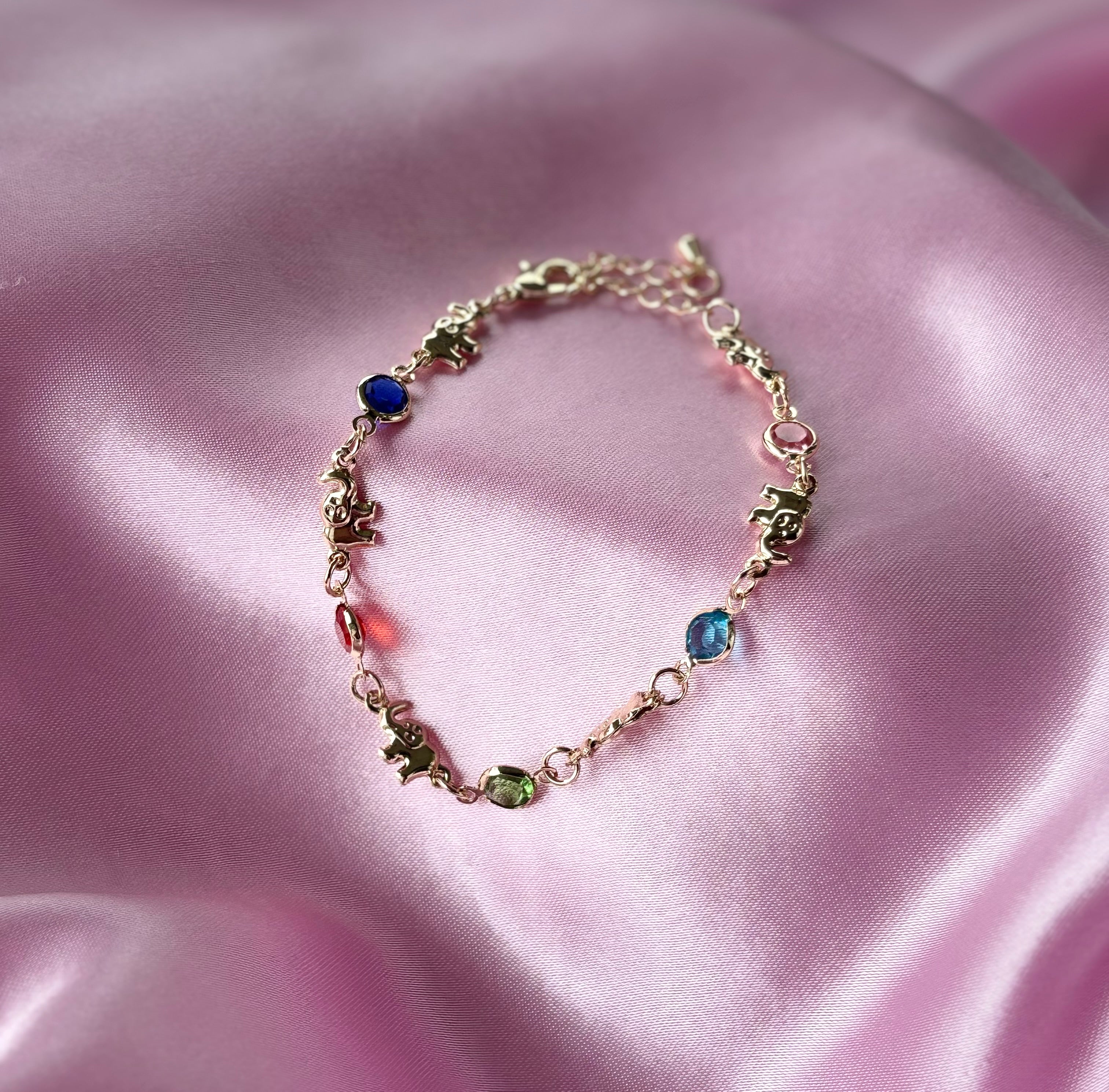 Elephant Gem Link Bracelet