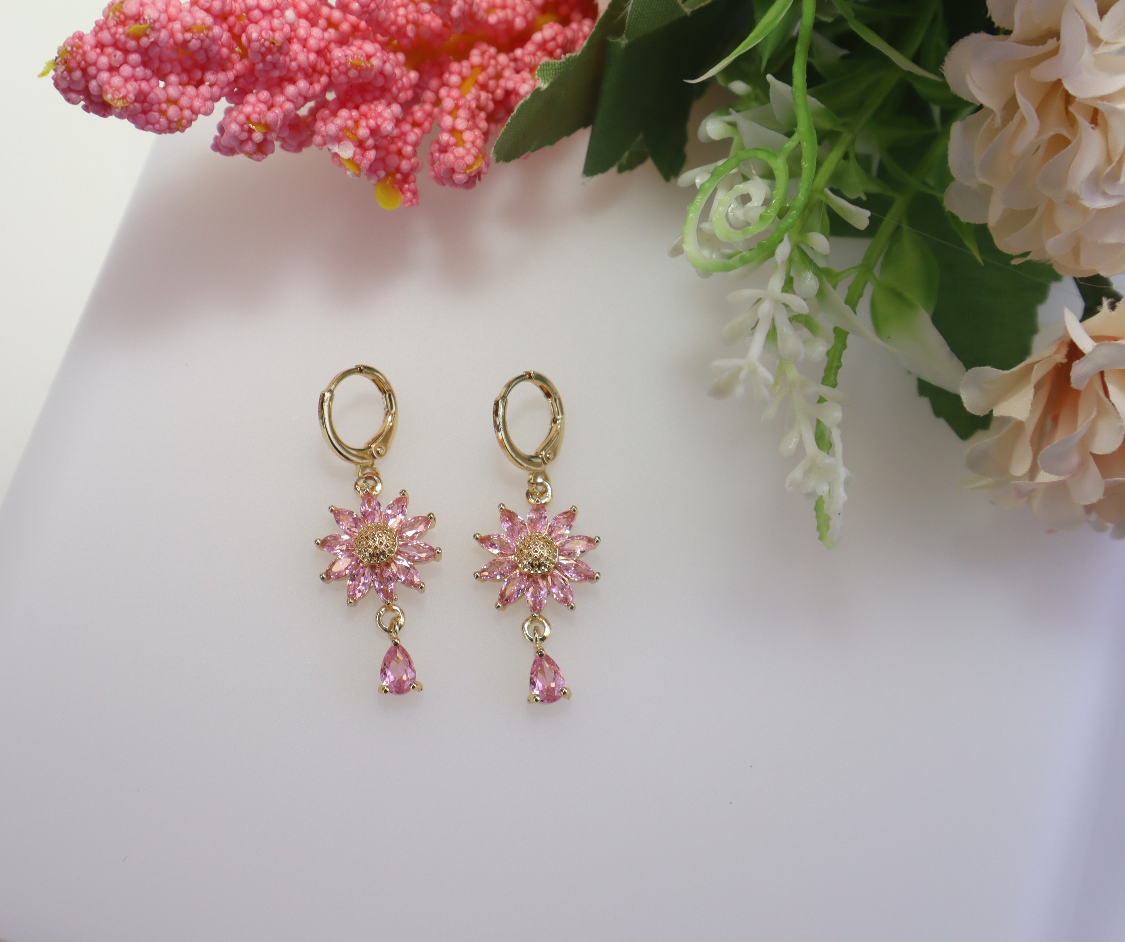 Pink Sunflower Earring