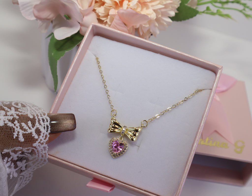 Pink Bow Necklace