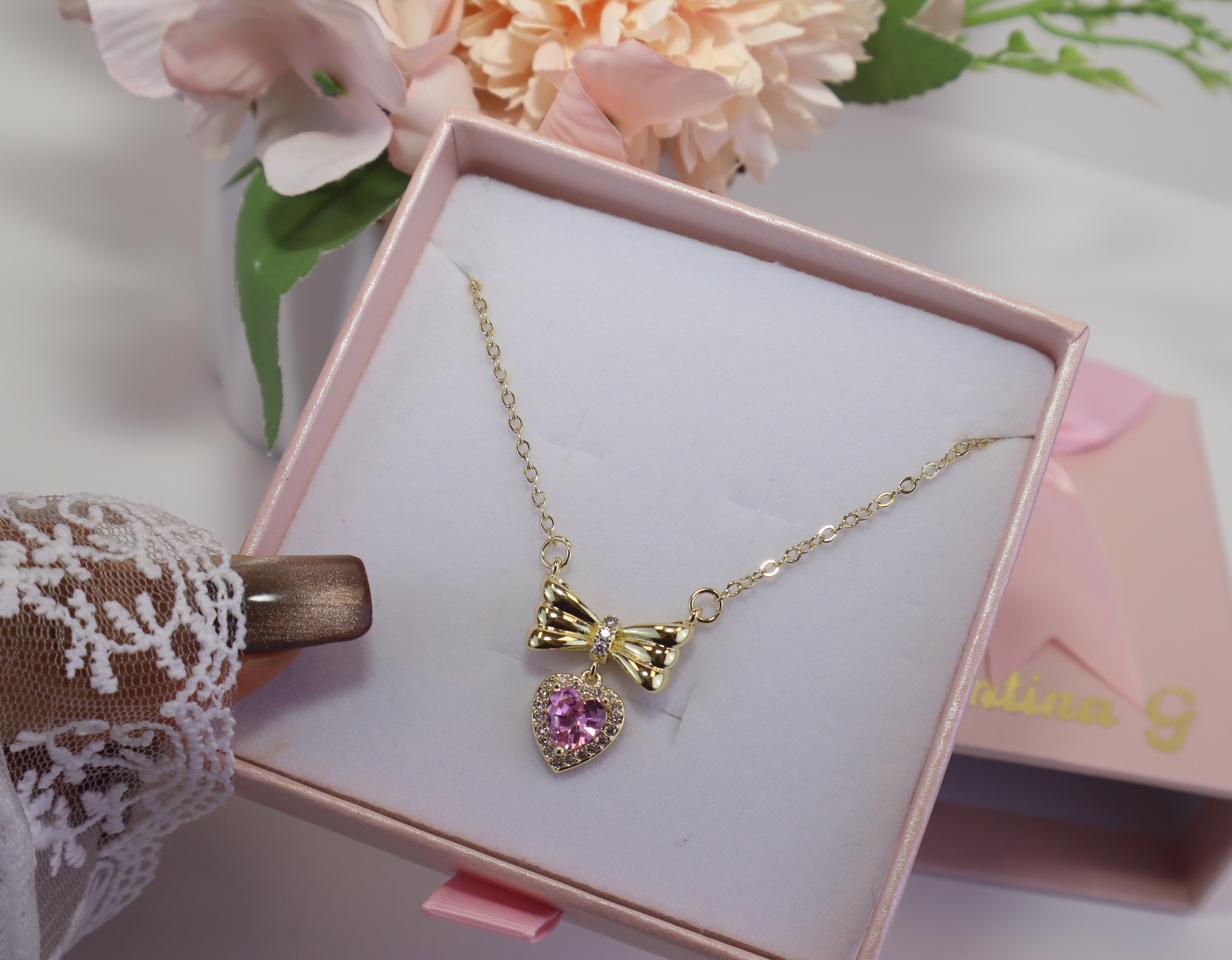 Pink Bow Necklace