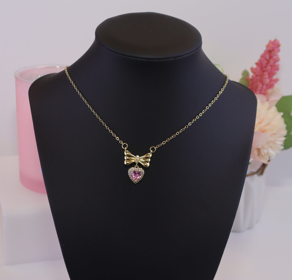 Pink Bow Necklace