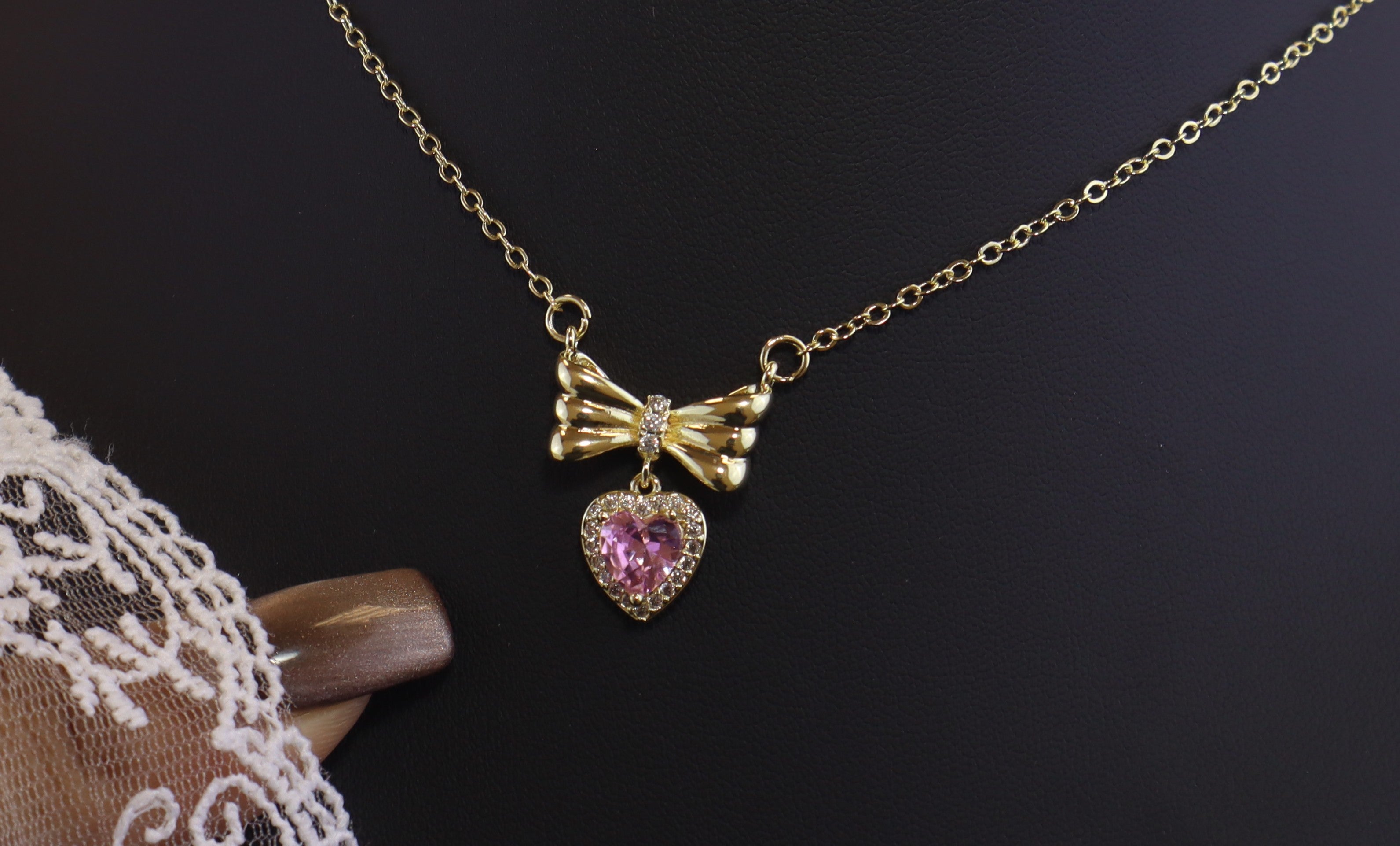 Pink Bow Necklace